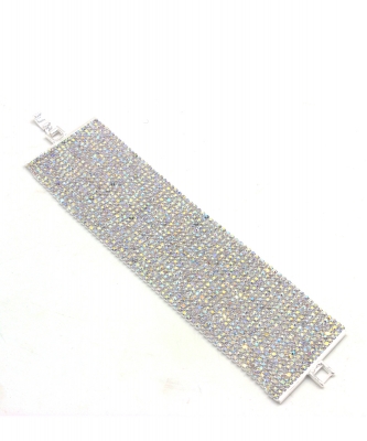 Wide Rhinestone Bracelet BL330011 Silver AB